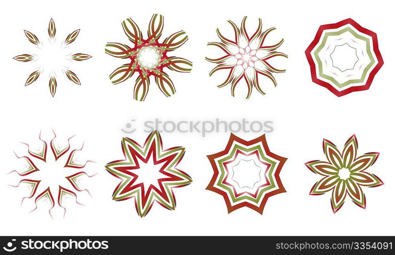 Vector illustration set of abstract floral and ornamental elements