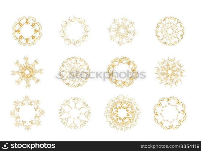 Vector illustration set of abstract floral and ornamental elements