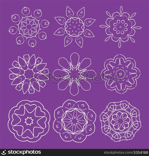 Vector illustration set of abstract floral and ornamental elements