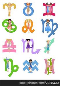 Vector Illustration set of astrological zodiac signs used in Western astrology