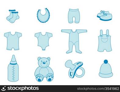 Vector illustration set of baby Clothing and Accessories Icons