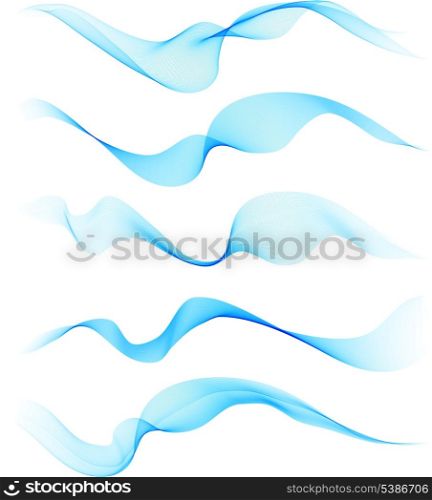 Vector illustration Set of blue smoke wave design element
