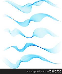 Vector illustration Set of blue smoke wave design element