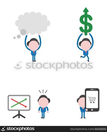 Vector illustration set of businessman mascot character.
