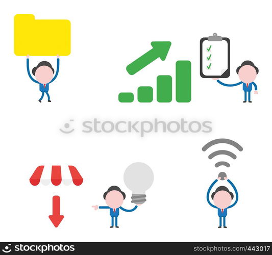 Vector illustration set of businessman mascot character.