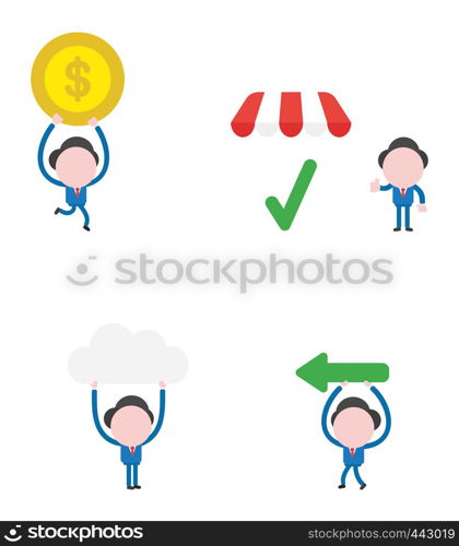 Vector illustration set of businessman mascot character.