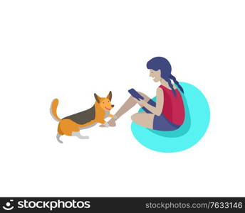 Vector illustration set of children with cats and dog. Happy, funny kids playing, love and taking care of kittens, pet animals in flat cartoon style.. Vector illustration set of children with cats and dog. Happy, funny kids playing, love and taking care of kittens, pet animals in flat cartoon