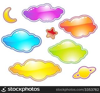 Vector illustration Set of color clouds. You can use this objects for chat box, labels, badges and decorate your work.