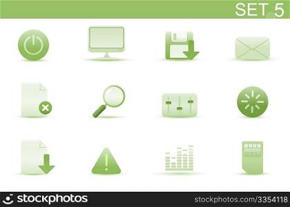 Vector illustration  set of elegant simple icons for common computer and media devices functions. Set-5