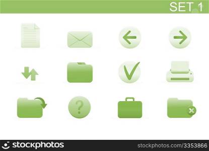 Vector illustration  set of elegant simple icons for common computer functions. Set-1