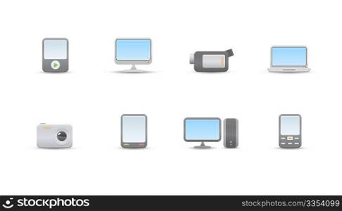 Vector illustration  set of elegant simple icons for common digital media devices