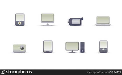 Vector illustration  set of elegant simple icons for common digital media devices