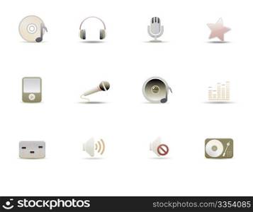 Vector illustration  set of elegant simple icons for common digital music media