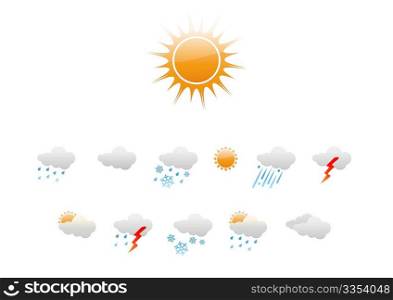 Vector illustration  set of elegant Weather Icons for all types of weather