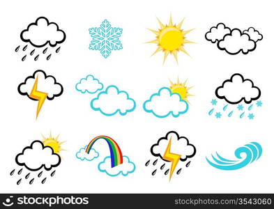 Vector illustration set of elegant Weather Icons for all types of weather