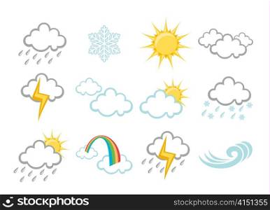 Vector illustration set of elegant Weather Icons for all types of weather