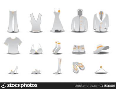 Vector illustration set of fashion Clothing and Accessories Icons