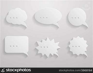 Vector illustration. Set of paper speech bubbles. Set of paper speech bubbles