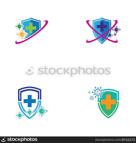 vector illustration set of Virus protection logo and symbol