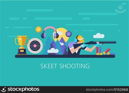 Vector illustration. Shooting Skeet. The elements of design. Set of vector elements.