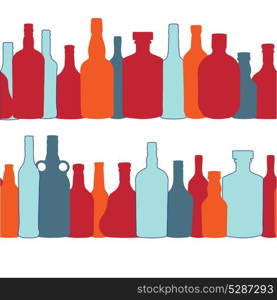 vector illustration silhouette alcohol bottle seamless pattern