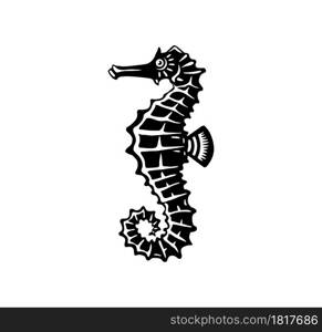 Vector illustration silhouette of a sea horse