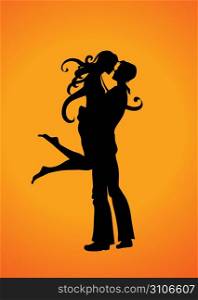 Vector Illustration Silhouette of the romantic couple