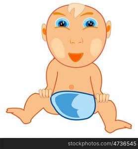 Vector illustration small child male on white background. Infant male flap on white background is insulated