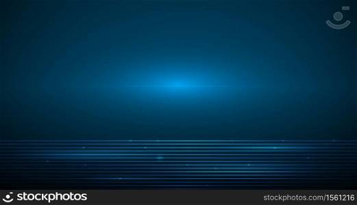 Vector illustration smooth lines in dark blue color background. Hi-tech digital technology concept. Abstract futuristic, shiny lines background