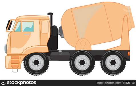 Vector illustration special car concrete mixer cartoon. Sar concrete mixer on white background is insulated