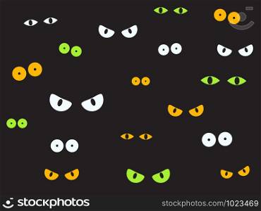 Vector illustration spooky eyes in the dark background - Halloween background