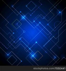 Vector illustration technology with line pattern over dark blue background. Modern hi-tech digital technology concept. Abstract internet communication, future science techno design for background