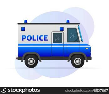 Vector illustration template. Police truck with hand. Vector illustration template. Police truck with hand.