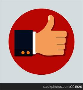 Vector illustration. Thumb Up vector icon. Isolated on a background. Like symbol.. Thumb Up vector icon. Isolated on a background. Like symbol. Vector illustration