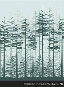 Vector illustration trees. Landscape background with forest Natural background. Landscape with forest