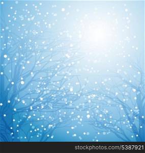 Vector illustration Winter tree and snow