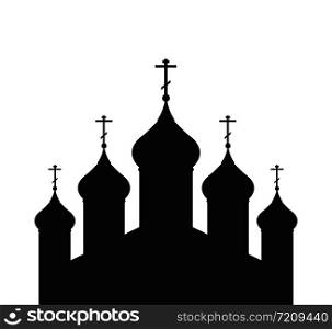 Vector illustration with a silhouette of the Orthodox Church for infographics, greeting cards, invitations, and your design. Vector illustration with a silhouette of the Orthodox Church for
