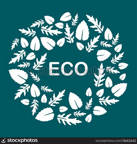 Vector illustration with arugula and basil leaves. Eco design. Vegan, natural, bio. Organic background. Design for banner, poster, textile, print.