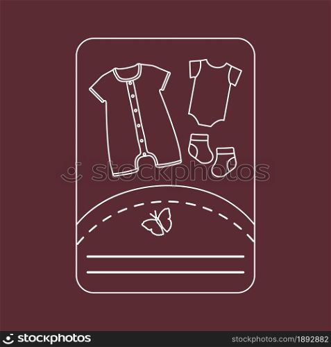 Vector illustration with baby clothes. Slip, socks, bodysuit. Things necessary for newborns.