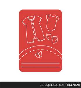 Vector illustration with baby clothes. Slip, socks, bodysuit. Things necessary for newborns.