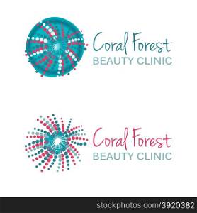 Vector illustration with coral symbol. Logo design. For beauty salon, spa center, health clinic