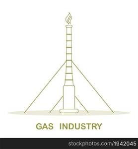 Vector illustration with equipment for gas production. Gas industry. Drilling gas rig.