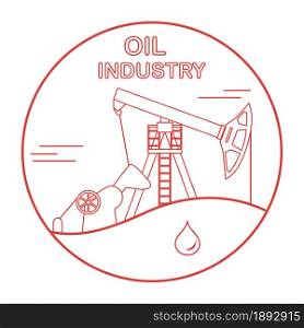 Vector illustration with equipment for oil production. Oil industry. Working oil pump.
