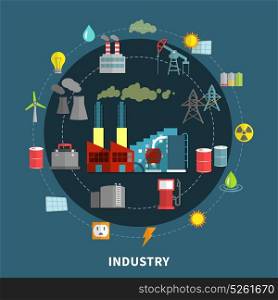 Vector illustration with industry elements. Industry concept with set abstract and design isolated vector illustration