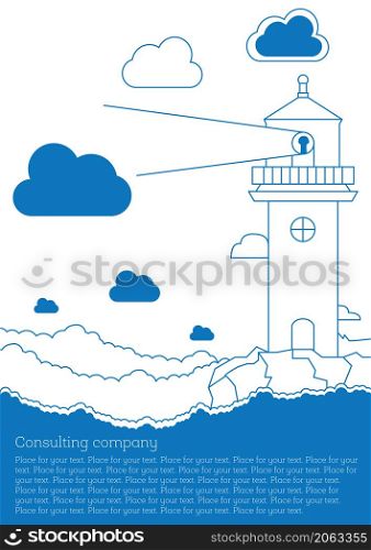 Vector illustration with lighthouse for consulting company for use in magazines or newspapers