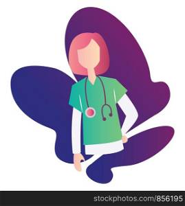 Vector illustration with many colors of a medical nurse on a white background