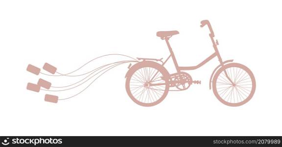 Vector illustration with retro wedding bicycle and cans
