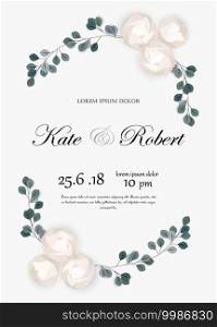 Vector illustration with roses and leaves. Romantic background with branches for invitations or graphic templates for your design