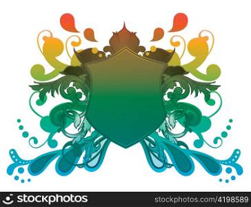 vector illustration with shield and floral