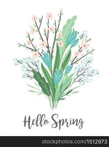 Vector illustration with spring bouquet . Design for poster, card, invitation, placard, brochure, flyer and other. Vector illustration with spring bouquet . Design for poster, card, invitation, placard, brochure, flyer.